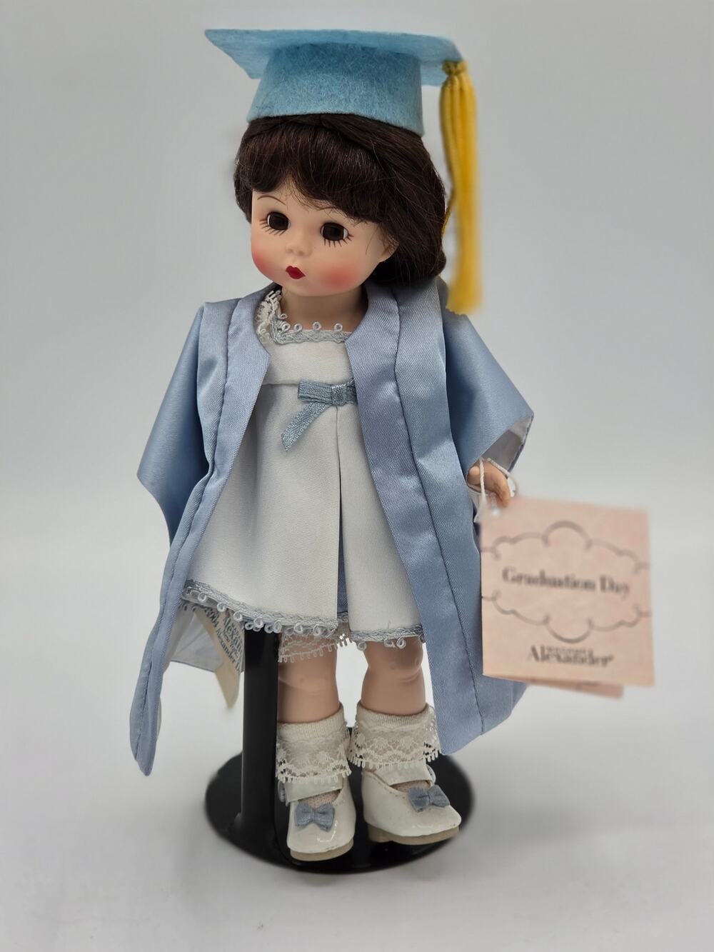 Madame Alexander Graduation Day 8" Vintage Doll Brunette Blue Gown Wrist Tag